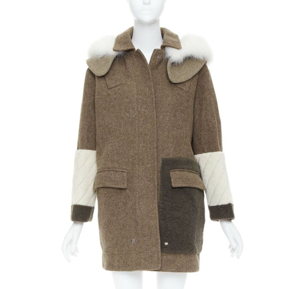 Fendi Wool Patchwork Fur Hooded Parka